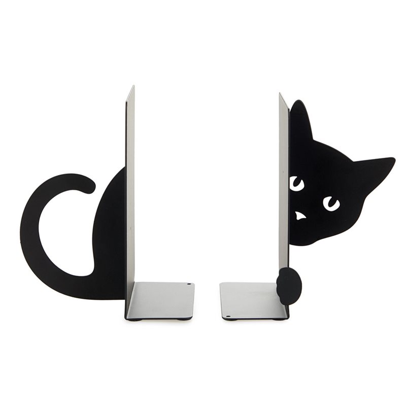 Bokstöd Gömd katt svart metall