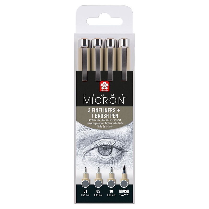 Sakura Pigma Micron fineliner set 4 sizes Cool Gray