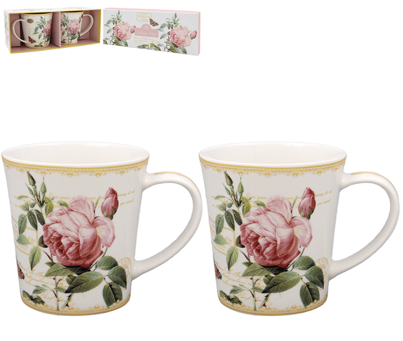 Redouté Rose 2 muggar i presentförpackning